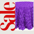PURPLE - Round Tablecloth Table Cloth Satin Rosette Tablecloth - 3D Floral Table Cloth for Wedding Baby Shower Birthday Tea Party Dessert