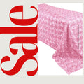 PINK - Rectangular Tablecloth Table Cloth Satin Rosette - 3D Floral Table Cloth for Wedding Baby Shower Birthday Tea Party Dessert