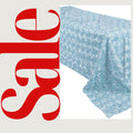 LT BLUE - Rectangular Tablecloth Table Cloth Satin Rosette - 3D Floral Table Cloth for Wedding Baby Shower Birthday Tea Party Dessert