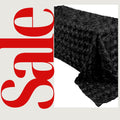 BLACK - Rectangular Tablecloth Table Cloth Satin Rosette - 3D Floral Table Cloth for Wedding Baby Shower Birthday Tea Party Dessert