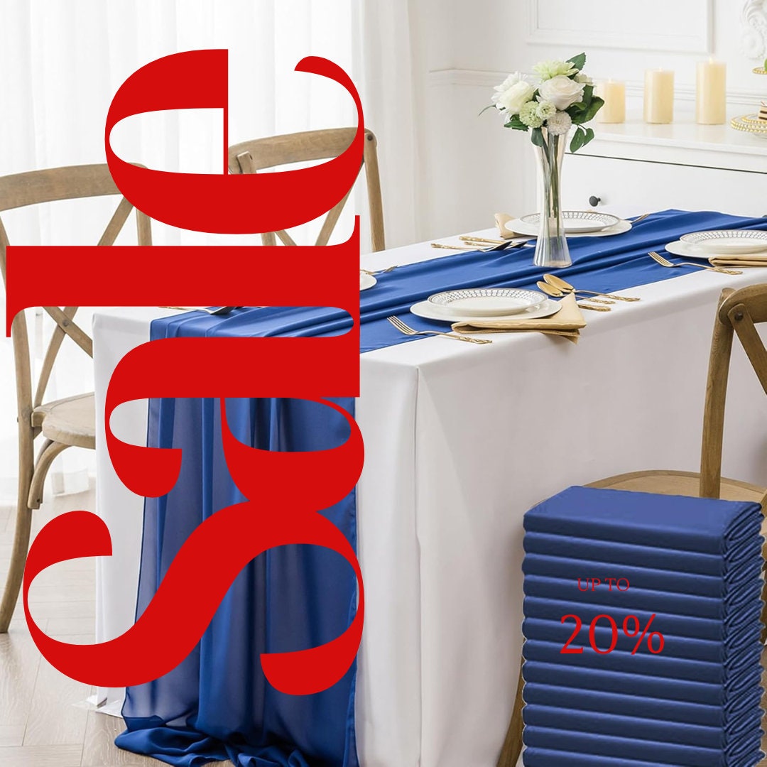 ROYAL BLUE - Chiffon Table Runner 29 x 108 inch Perfect for Party Sweetest Day Wedding Anniversary Decorations Valentines Day Runners.