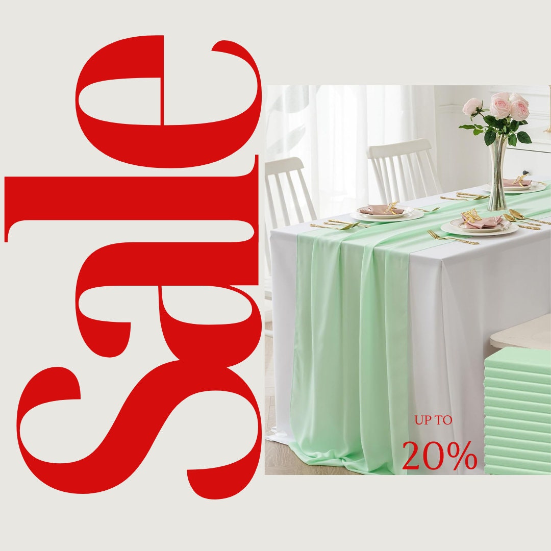 MINT - Chiffon Table Runner 29" x 108" inch Perfect for Party Sweetest Day Wedding Anniversary Decorations Valentines Day Runners.