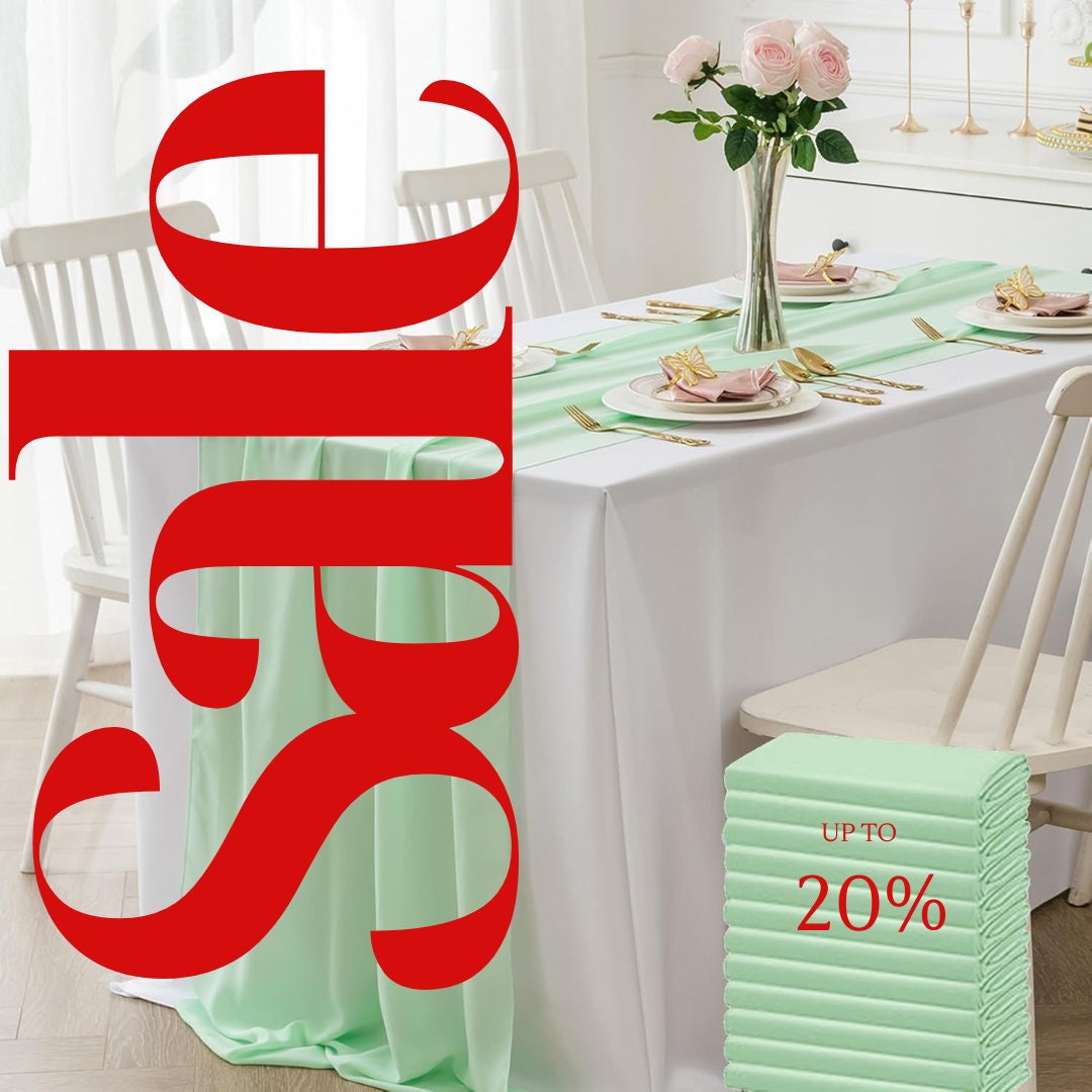 MINT - Chiffon Table Runner 29" x 108" inch Perfect for Party Sweetest Day Wedding Anniversary Decorations Valentines Day Runners.