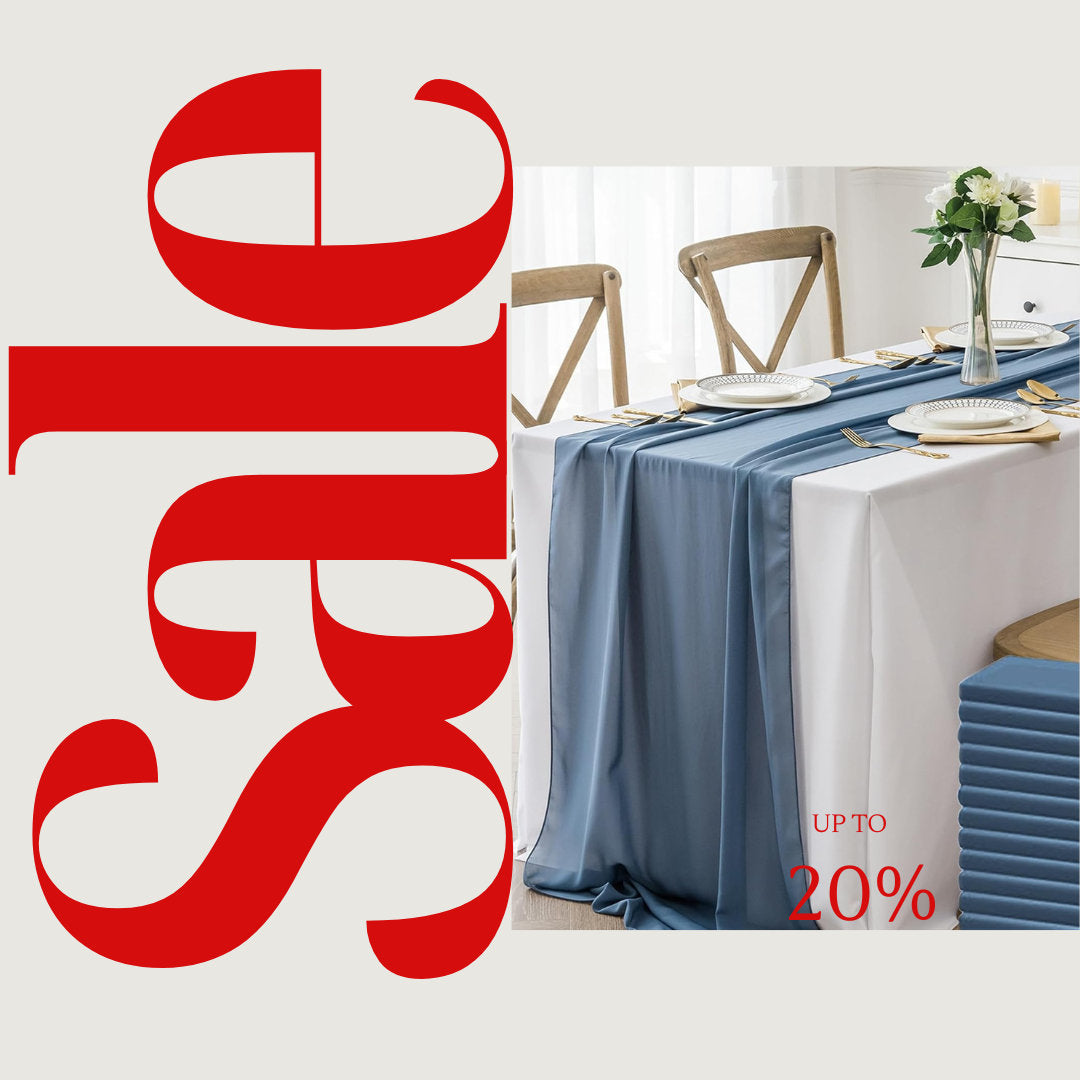 DUSTY BLUE - Chiffon Table Runner 29" x 108" inch Perfect for Party Sweetest Day Wedding Anniversary Decorations Valentines Day Runners.
