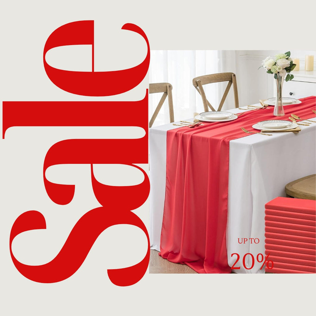 RED - Chiffon Table Runner 29" x 108" inch Perfect for Party Sweetest Day Wedding Anniversary Decorations Valentines Day Runners.