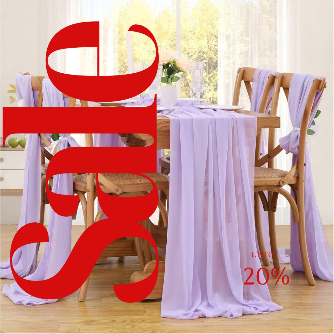 LILAC - Chiffon Table Runner 29" x 108" inch Perfect for Party Sweetest Day Wedding Anniversary Decorations Valentines Day Runners.