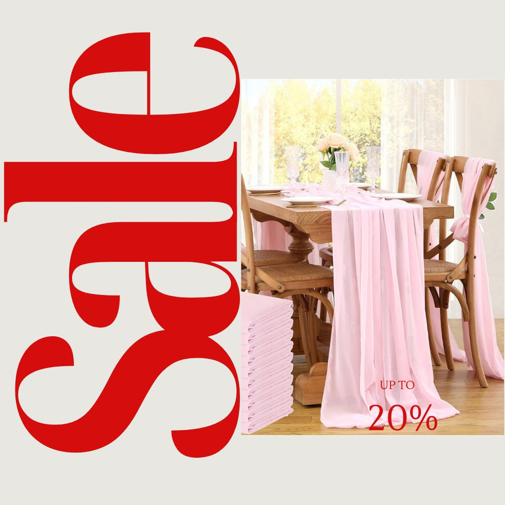 PINK - Chiffon Table Runner 29" x 108" inch Perfect for Party Sweetest Day Wedding Anniversary Decorations Valentines Day Runners.
