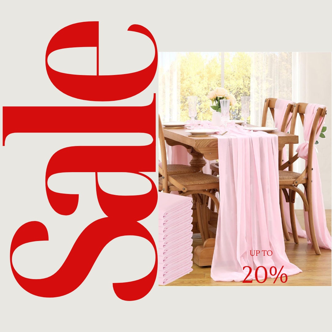 PINK - Chiffon Table Runner 29" x 108" inch Perfect for Party Sweetest Day Wedding Anniversary Decorations Valentines Day Runners.