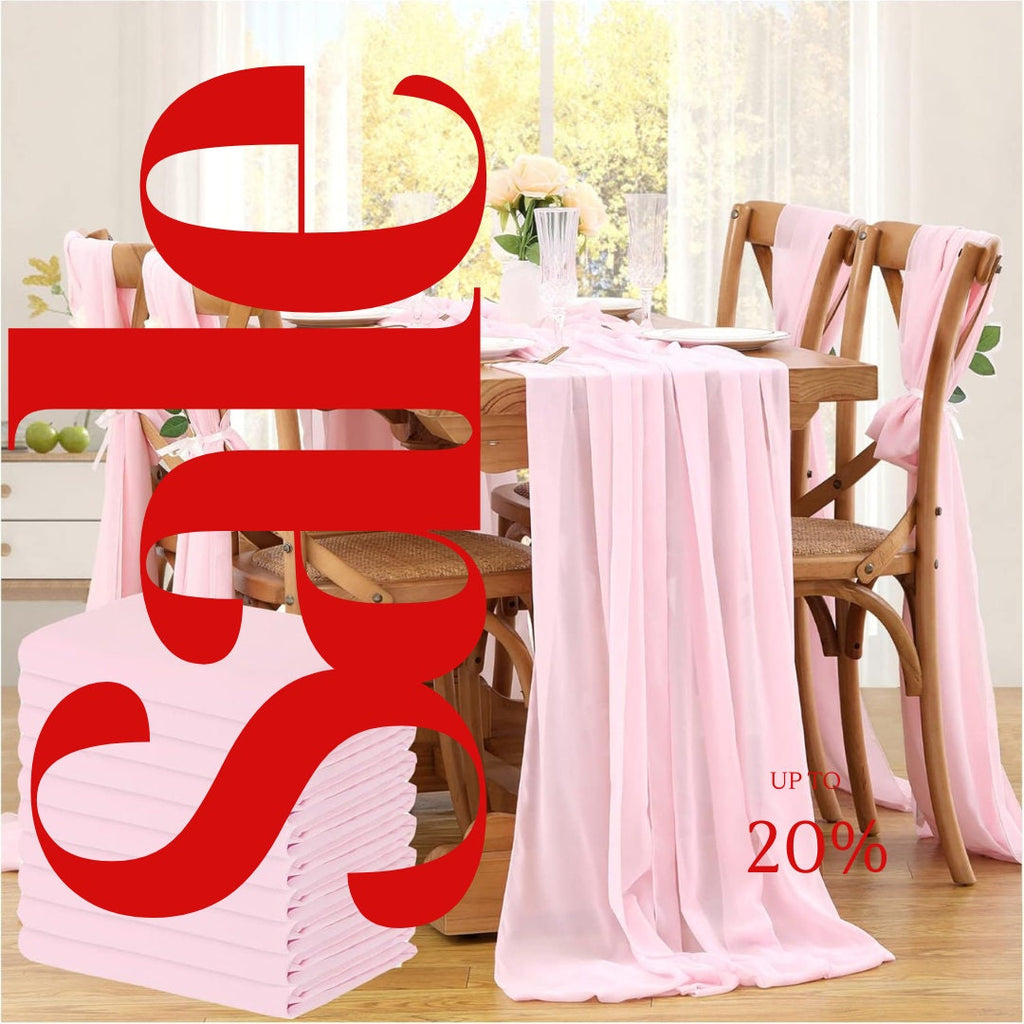 PINK - Chiffon Table Runner 29" x 108" inch Perfect for Party Sweetest Day Wedding Anniversary Decorations Valentines Day Runners.