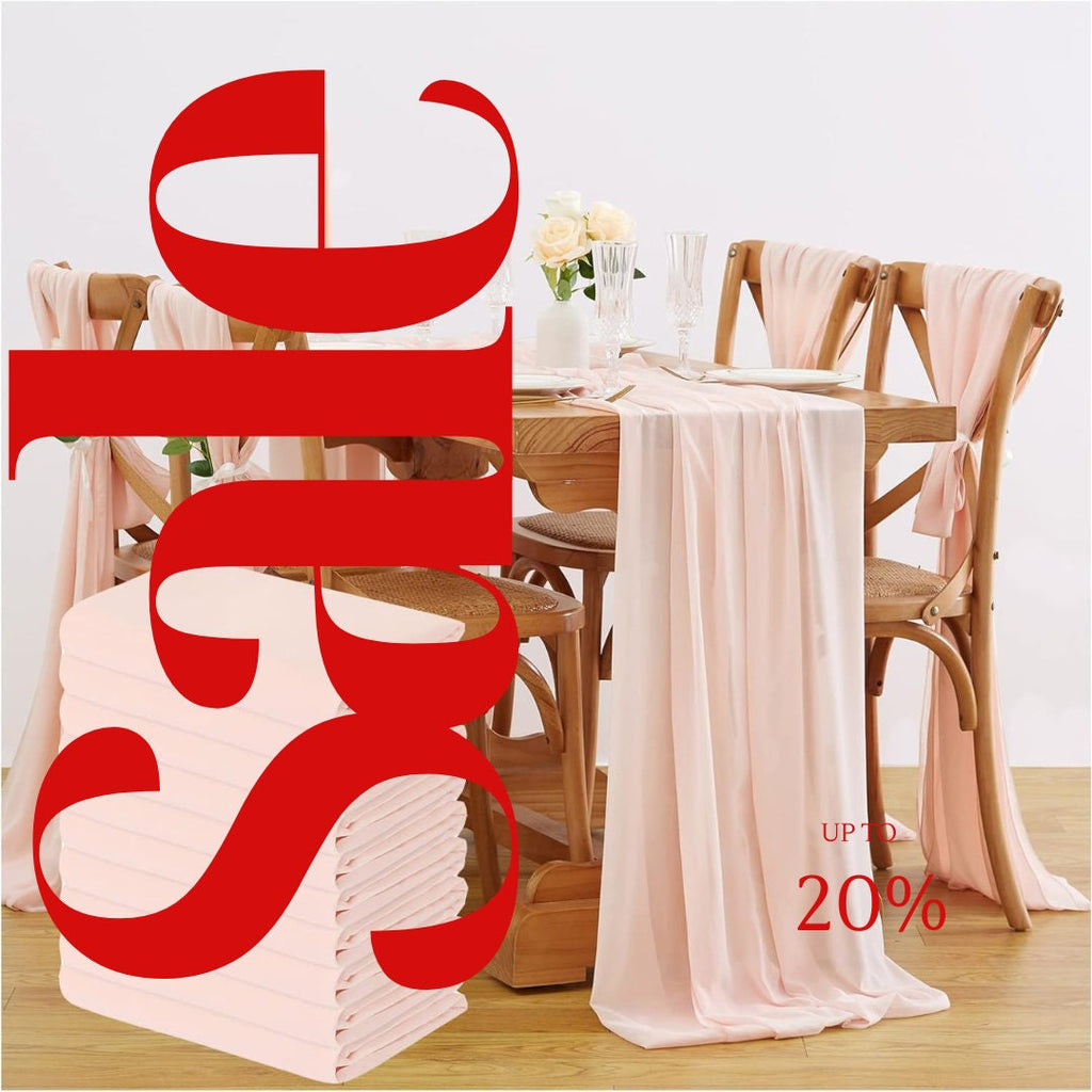PEACH - Chiffon Table Runner 29" x 108" inch Perfect for Party Sweetest Day Wedding Anniversary Decorations Valentines Day Runners.
