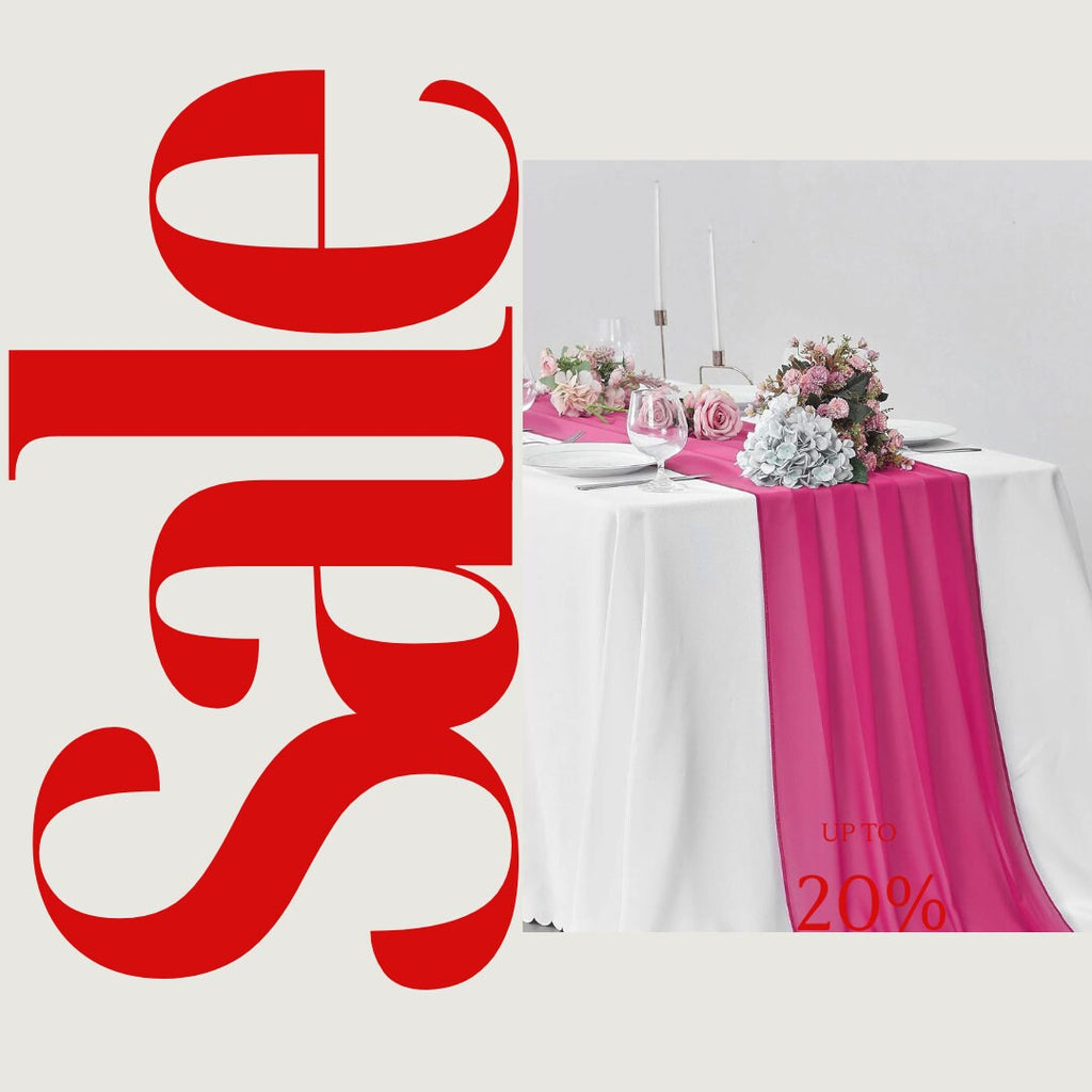FUCHSIA - Chiffon Table Runner 29" x 108" inch Perfect for Party Sweetest Day Wedding Anniversary Decorations Valentines Day Runners.