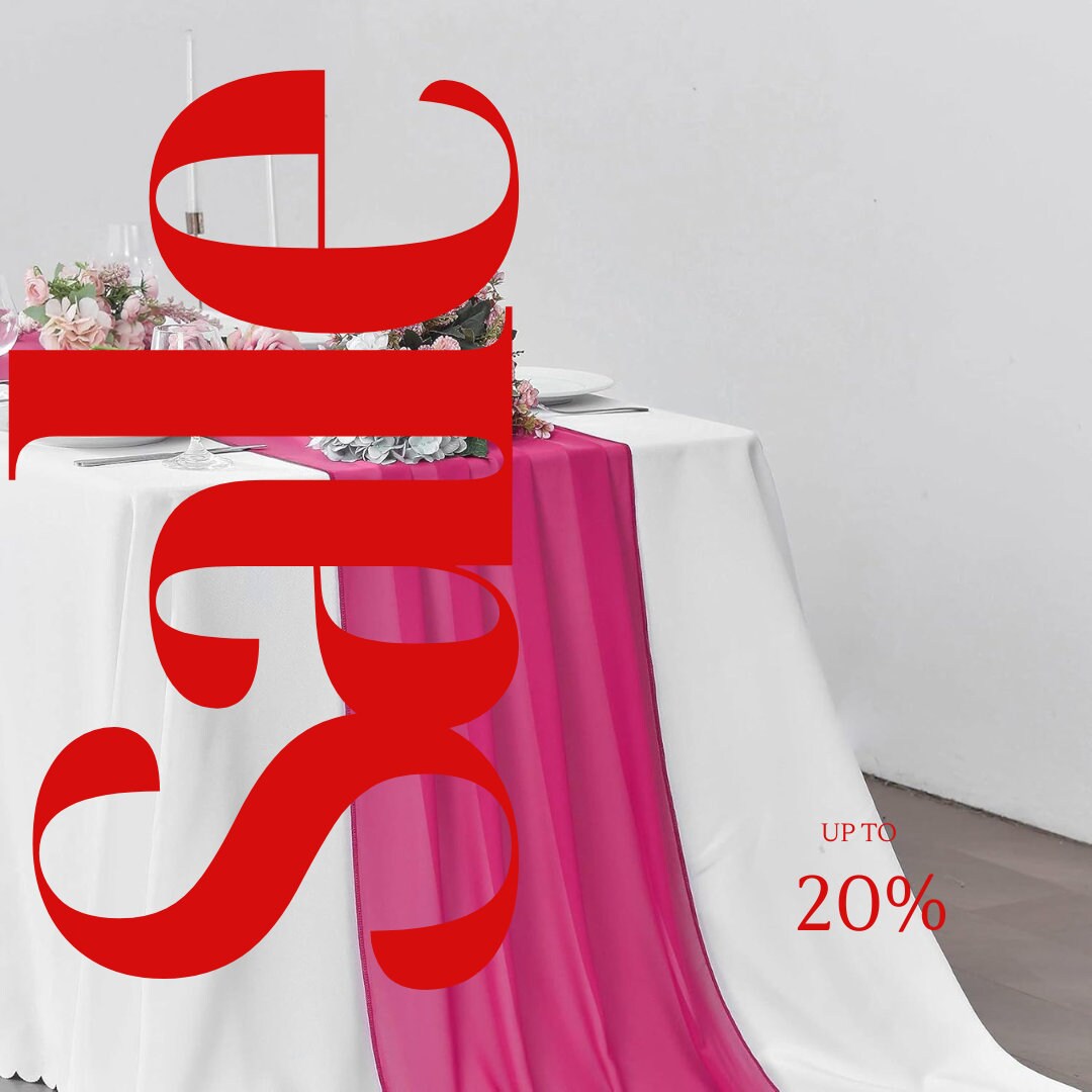 FUCHSIA - Chiffon Table Runner 29" x 108" inch Perfect for Party Sweetest Day Wedding Anniversary Decorations Valentines Day Runners.