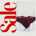 BURGUNDY - 3D Rosette Square Tablecloth Overlay- Square Tablecloth Cover for Wedding Party Event Banquet. Choose Size Below