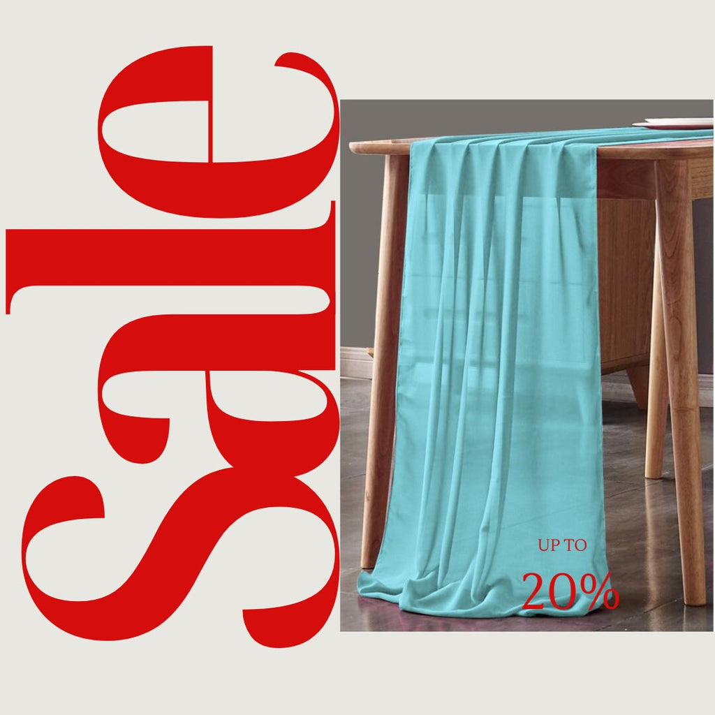 AQUA - Chiffon Table Runner 29" x 108" inch Perfect for Party Sweetest Day Wedding Anniversary Decorations Valentines Day Runners.