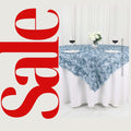 LT BLUE - 3D Rosette Square Tablecloth Overlay- Square Tablecloth Cover for Wedding Party Event Banquet. Choose Size Below