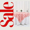 PEACH - 3D Rosette Square Tablecloth Overlay- Square Tablecloth Cover for Wedding Party Event Banquet. Choose Size Below