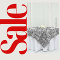 SILVER - 3D Rosette Square Tablecloth Overlay- Square Tablecloth Cover for Wedding Party Event Banquet. Choose Size Below