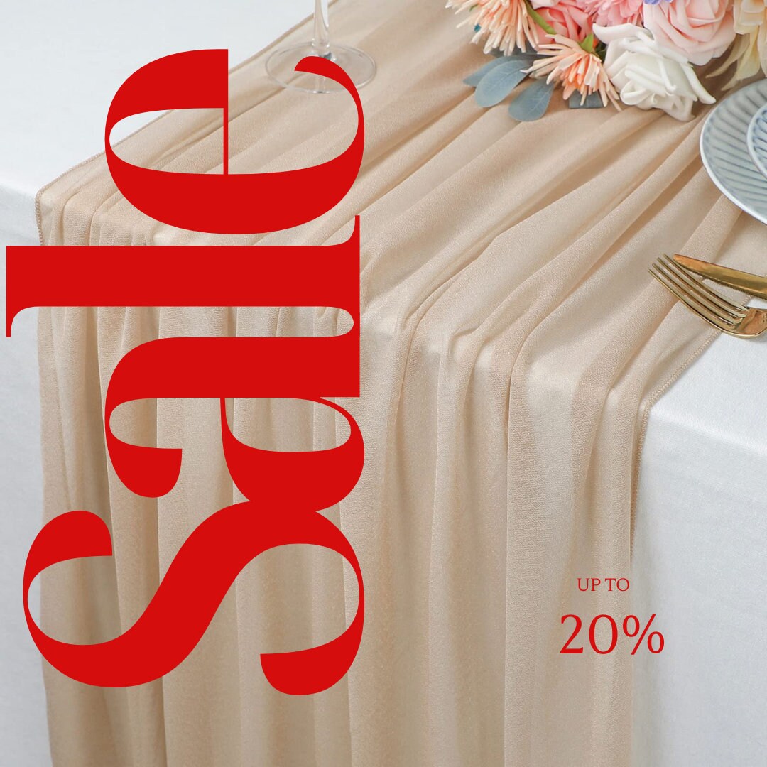 CHAMPAGNE - Chiffon Table Runner 29" x 108" inch Perfect for Party Sweetest Day Wedding Anniversary Decorations Valentines Day Runners.