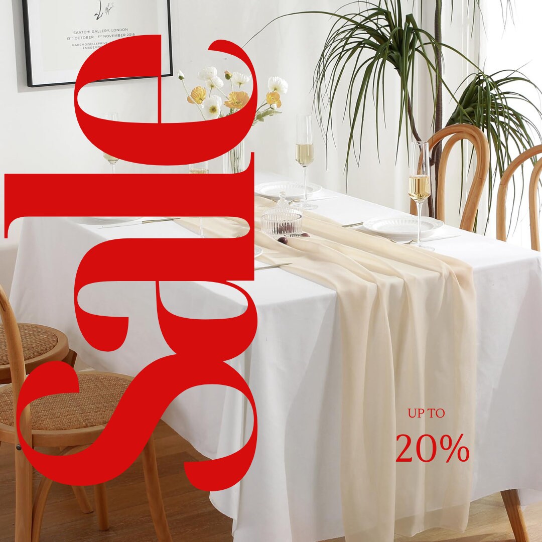 CHAMPAGNE - Chiffon Table Runner 29" x 108" inch Perfect for Party Sweetest Day Wedding Anniversary Decorations Valentines Day Runners.