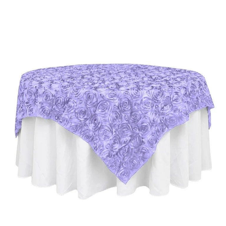LILAC - 3D Rosette Square Tablecloth Overlay- Square Tablecloth Cover for Wedding Party Event Banquet. Choose Size Below