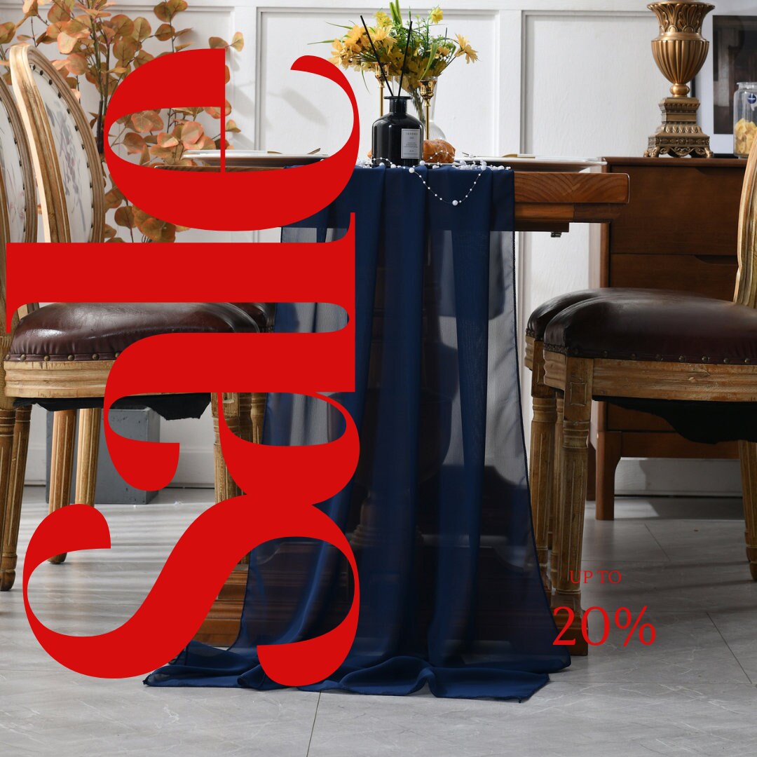 NAVY - Chiffon Table Runner 29" x 108" inch Perfect for Party Sweetest Day Wedding Anniversary Decorations Valentines Day Runners.