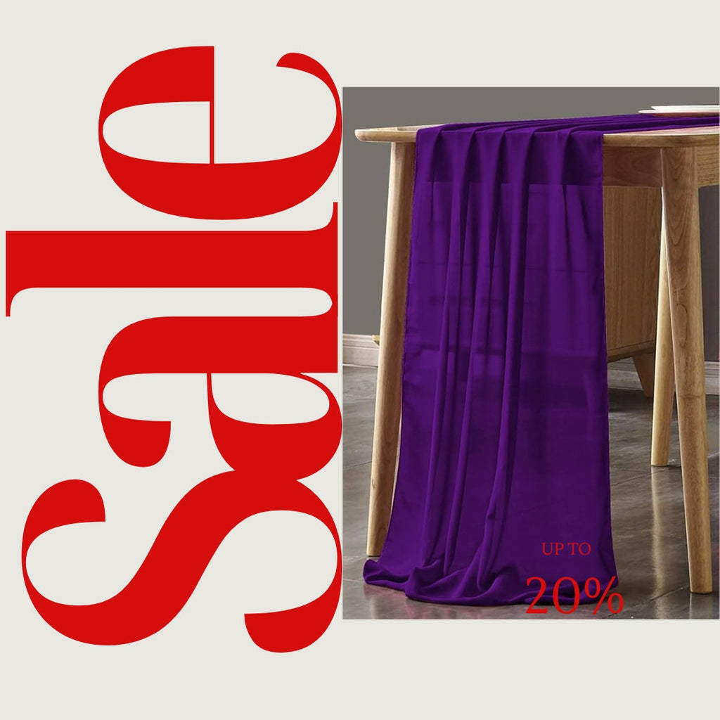 PURPLE - Chiffon Table Runner 29" x 108" inch Perfect for Party Sweetest Day Wedding Anniversary Decorations Valentines Day Runners.