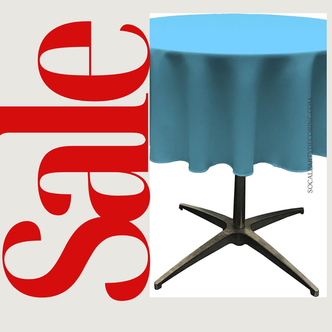 TURQUOISE - Polyester Poplin Washable Round Tablecloth, Wrinkle Resistant Table Cover Fabric Table Cloth for Dinning, Kitchen, Party,Holiday