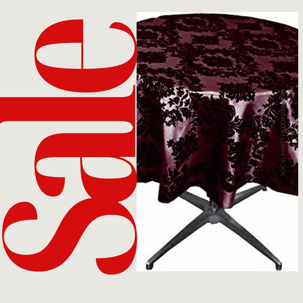 BURGUNDY - Taffeta Flocking Damask Table Rounds for Wedding, Bridal Shower/Baby Shower, Dinner, Special Events/Home Decor.