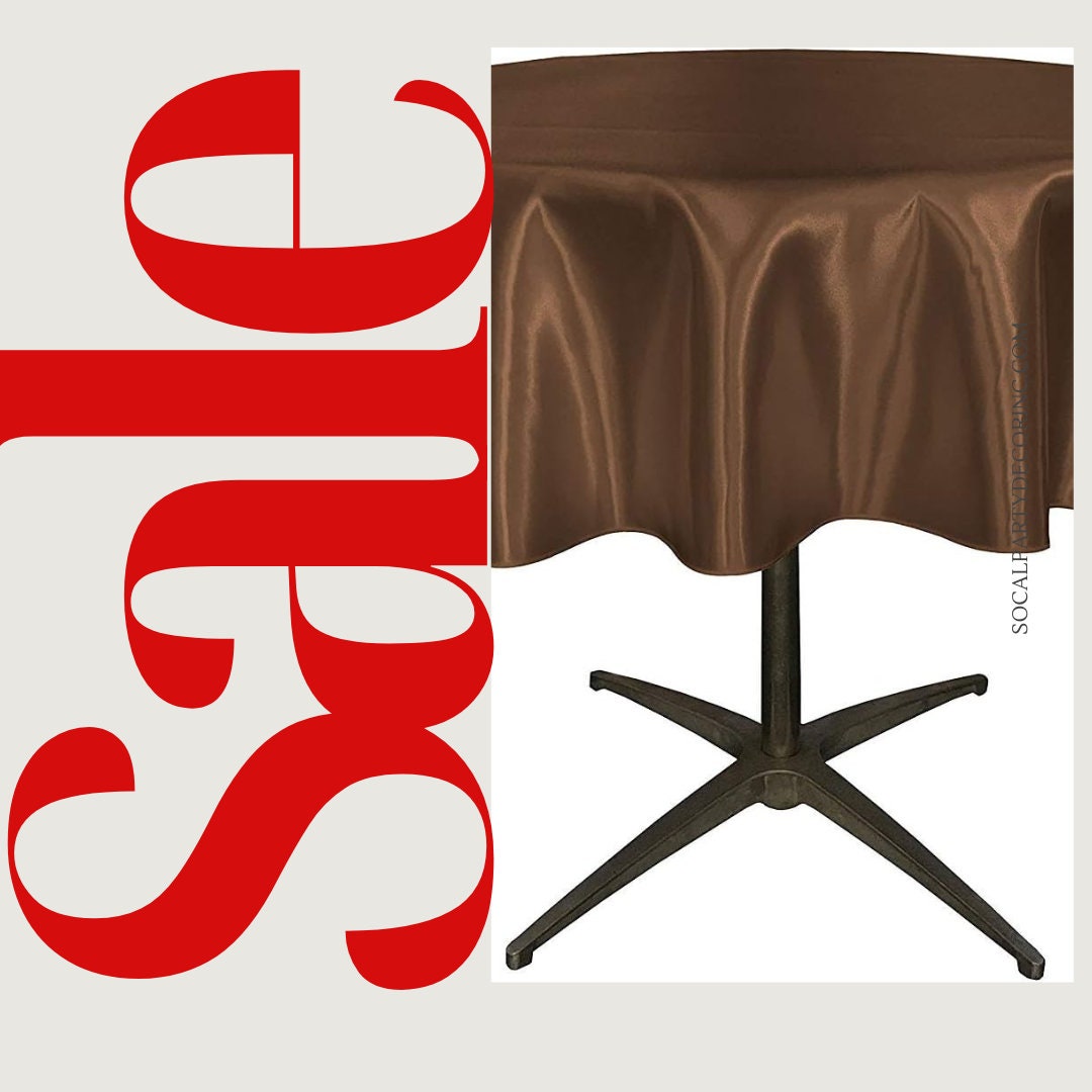 BROWN - Bridal Satin Table Overlay, for Small Coffee Table -  Table Cover Fabric Table Cloth for Dinning, Kitchen, Party,Holiday