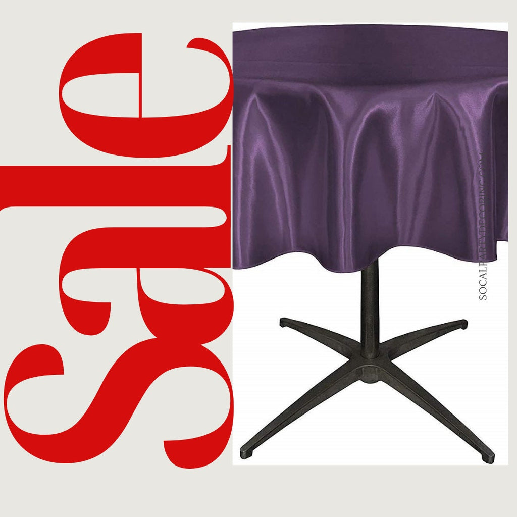 EGGPLANT - Bridal Satin Table Overlay, for Small Coffee Table -  Table Cover Fabric Table Cloth for Dinning, Kitchen, Party,Holiday