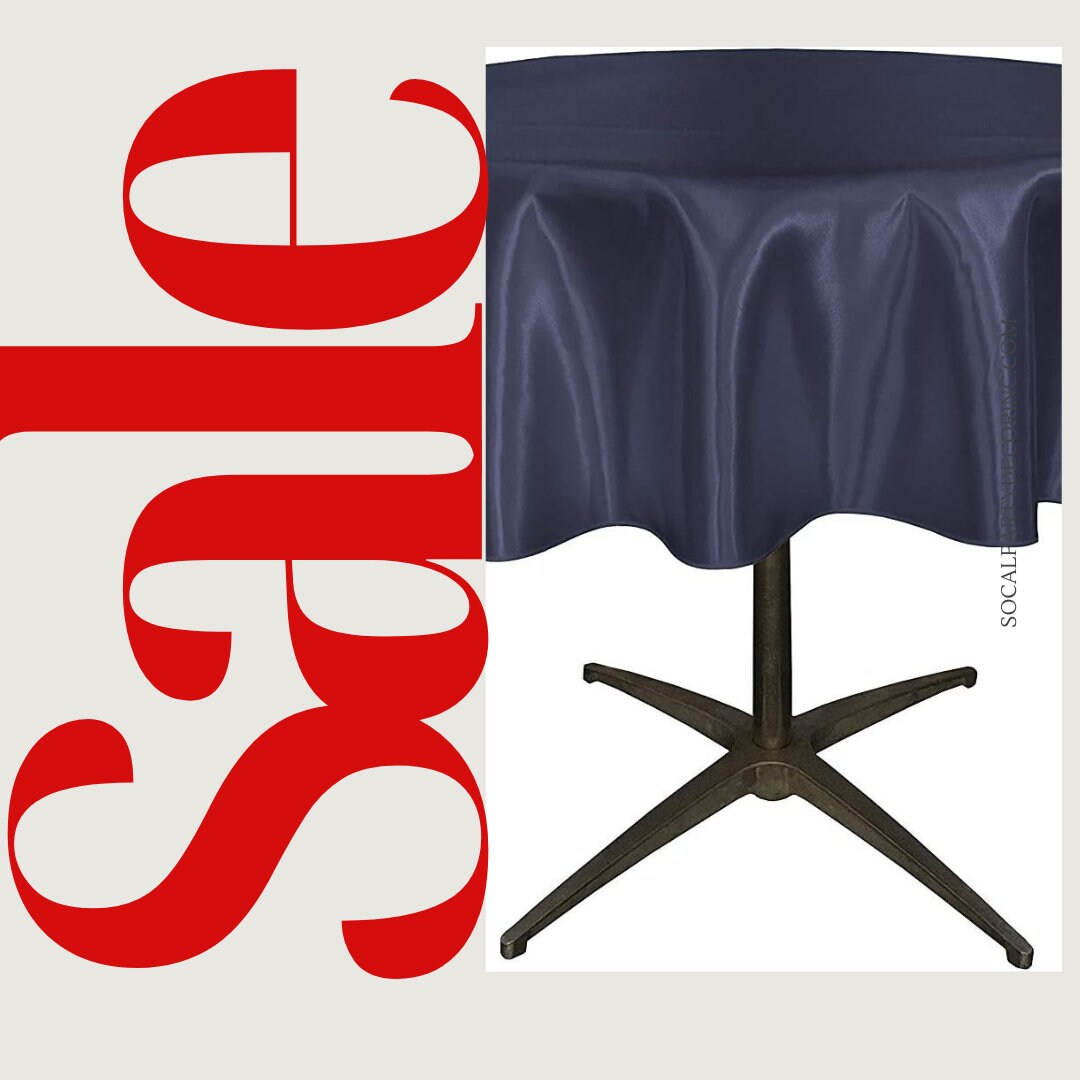 NAVY - Bridal Satin Table Overlay, for Small Coffee Table -  Table Cover Fabric Table Cloth for Dinning, Kitchen, Party,Holiday