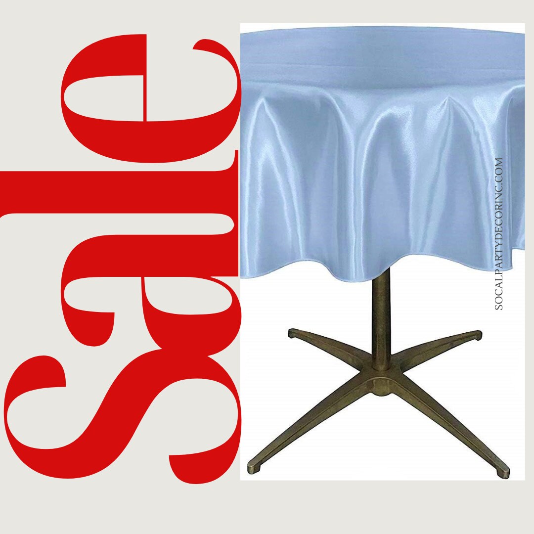 LT BLUE - Bridal Satin Table Overlay, for Small Coffee Table -  Table Cover Fabric Table Cloth for Dinning, Kitchen, Party,Holiday