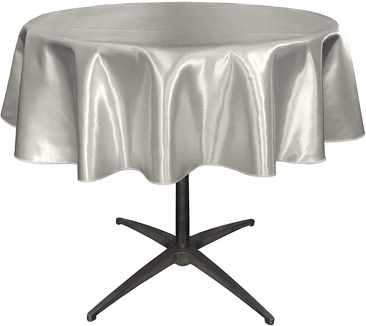 SILVER - Bridal Satin Table Overlay, for Small Coffee Table -  Table Cover Fabric Table Cloth for Dinning, Kitchen, Party,Holiday