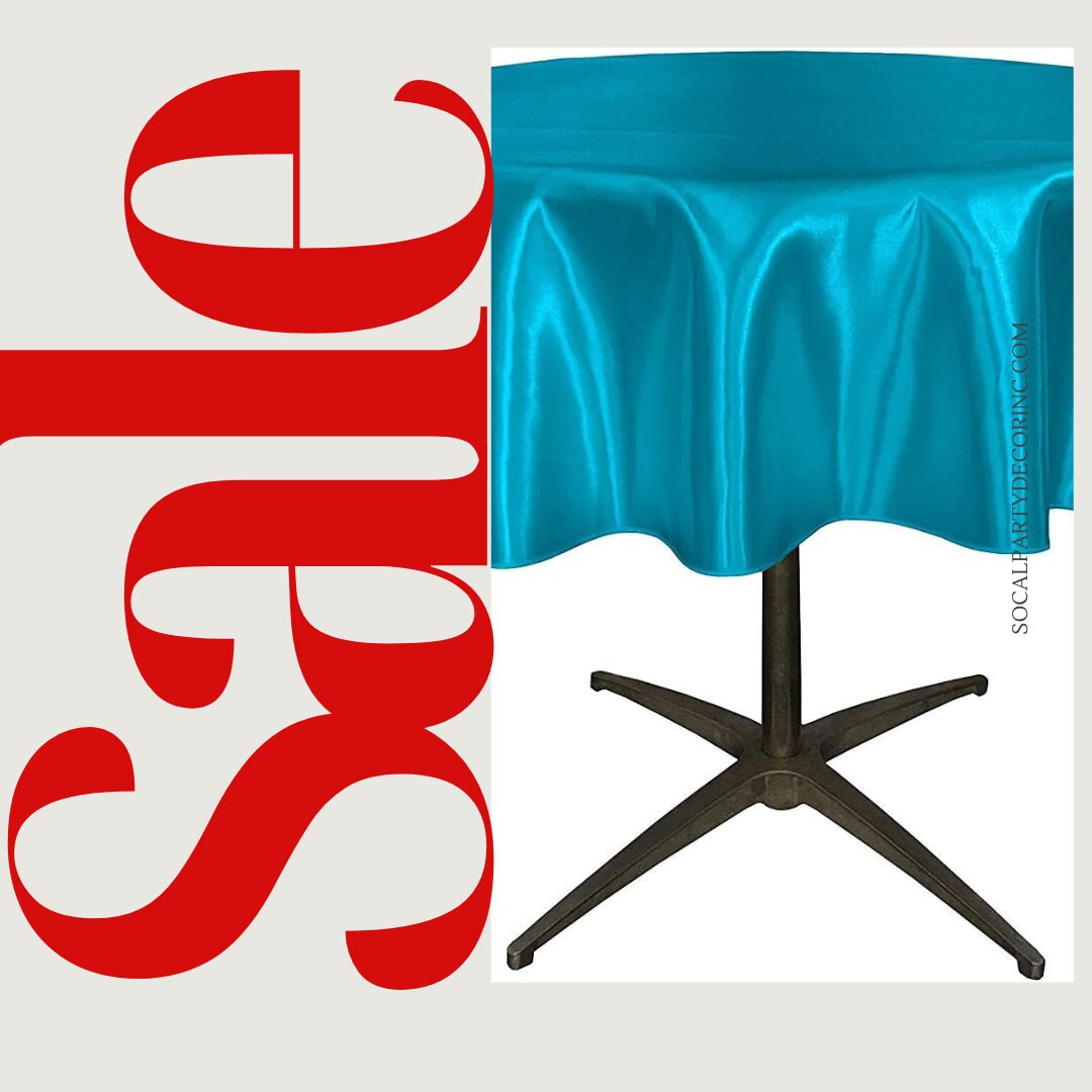 TURQUOISE - Bridal Satin Table Overlay, for Small Coffee Table -  Table Cover Fabric Table Cloth for Dinning, Kitchen, Party,Holiday