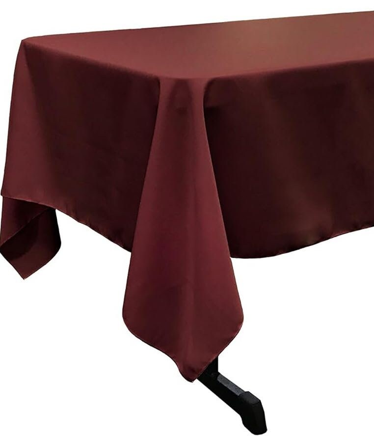 BURGUNDY  Polyester Poplin Washable Rectangular Tablecloth,Stain Wrinkle Resistant Table Cover Fabric Table Cloth for Dinning, Kitchen,Party