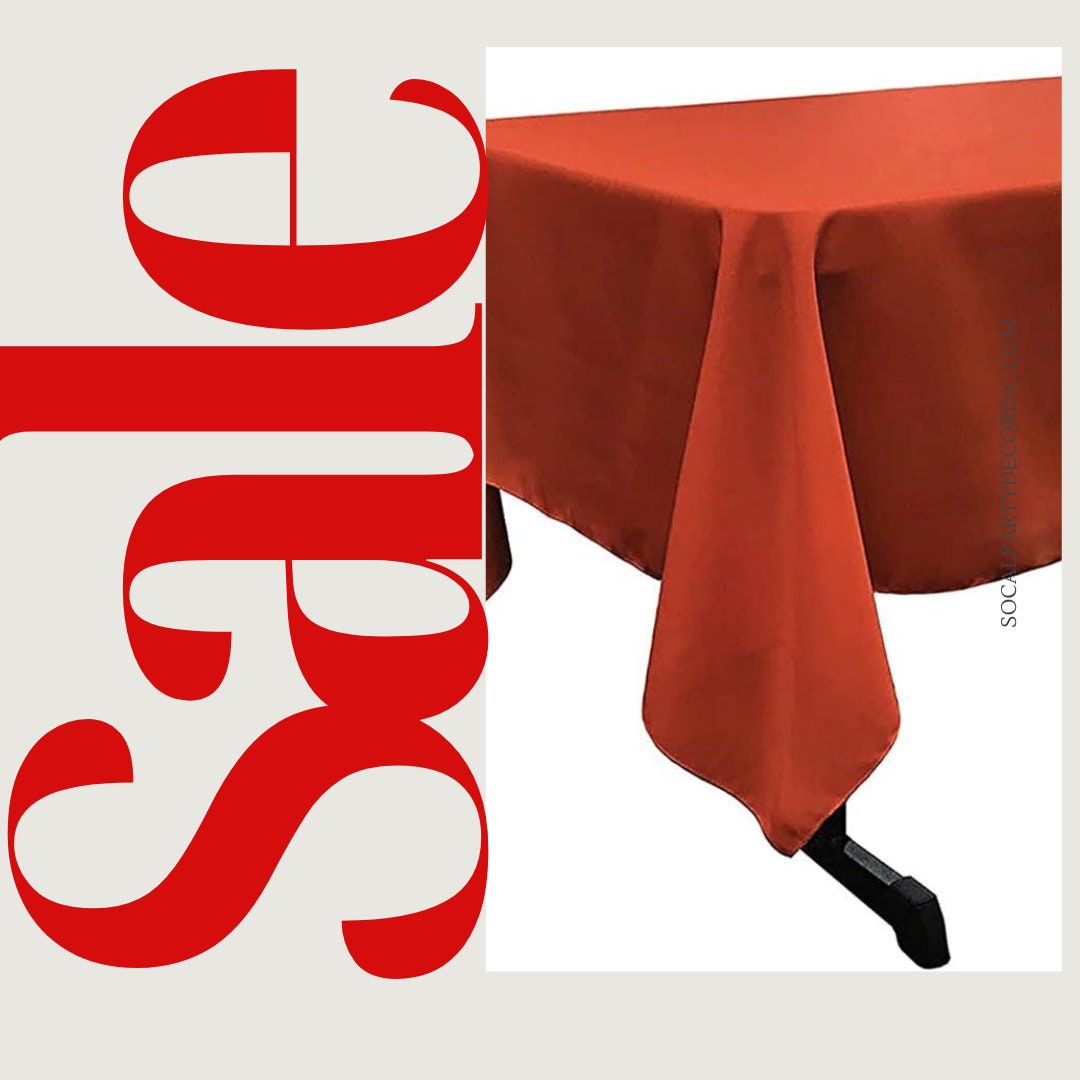 TERRACOTA Polyester Poplin Washable Rectangular Tablecloth,Stain Wrinkle Resistant Table Cover Fabric Table Cloth for Dinning, Kitchen,Party