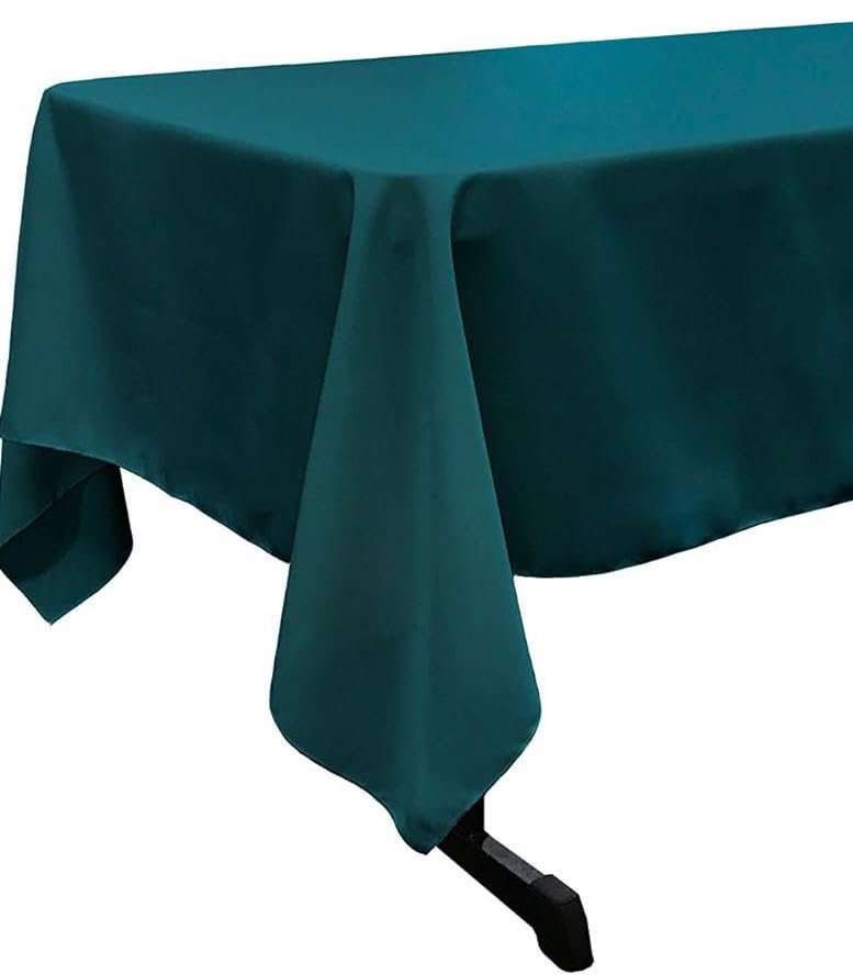 TEAL -  Polyester Poplin Washable Rectangular Tablecloth,Stain Wrinkle Resistant Table Cover Fabric Table Cloth for Dinning, Kitchen,Party