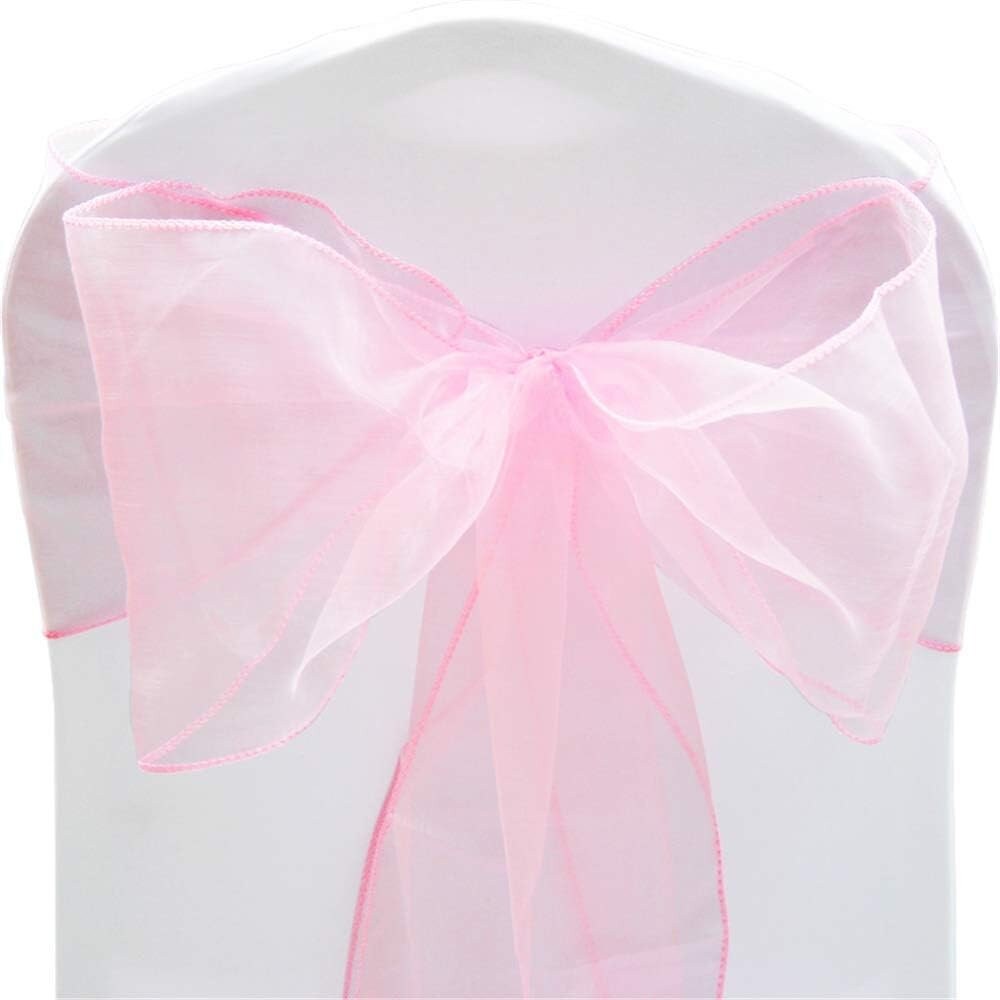LT PINK - Chair Sashes Bows for Wedding Reception Event Banquets Chair Decoration, Dinning Chair Cover Sash Ribbon Tie Back Party Supplies