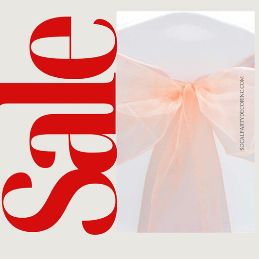 PEACH - Chair Sashes Bows for Wedding Reception Event Banquets Chair Decoration, Dinning Chair Cover Sash Ribbon Tie Back Party Supplies