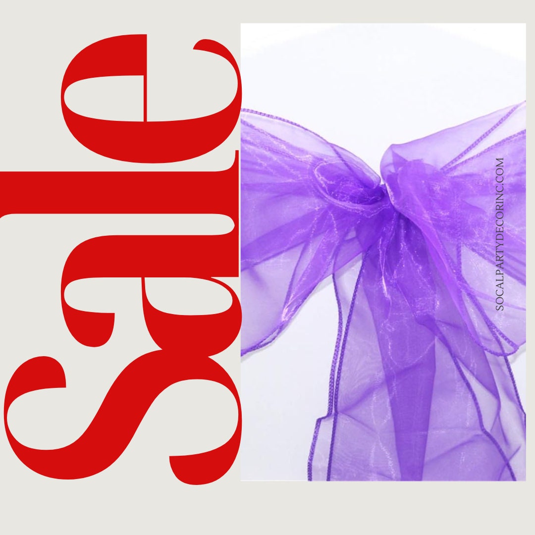 PURPLE - Chair Sashes Bows for Wedding Reception Event Banquets Chair Decoration, Dinning Chair Cover Sash Ribbon Tie Back Party Supplies