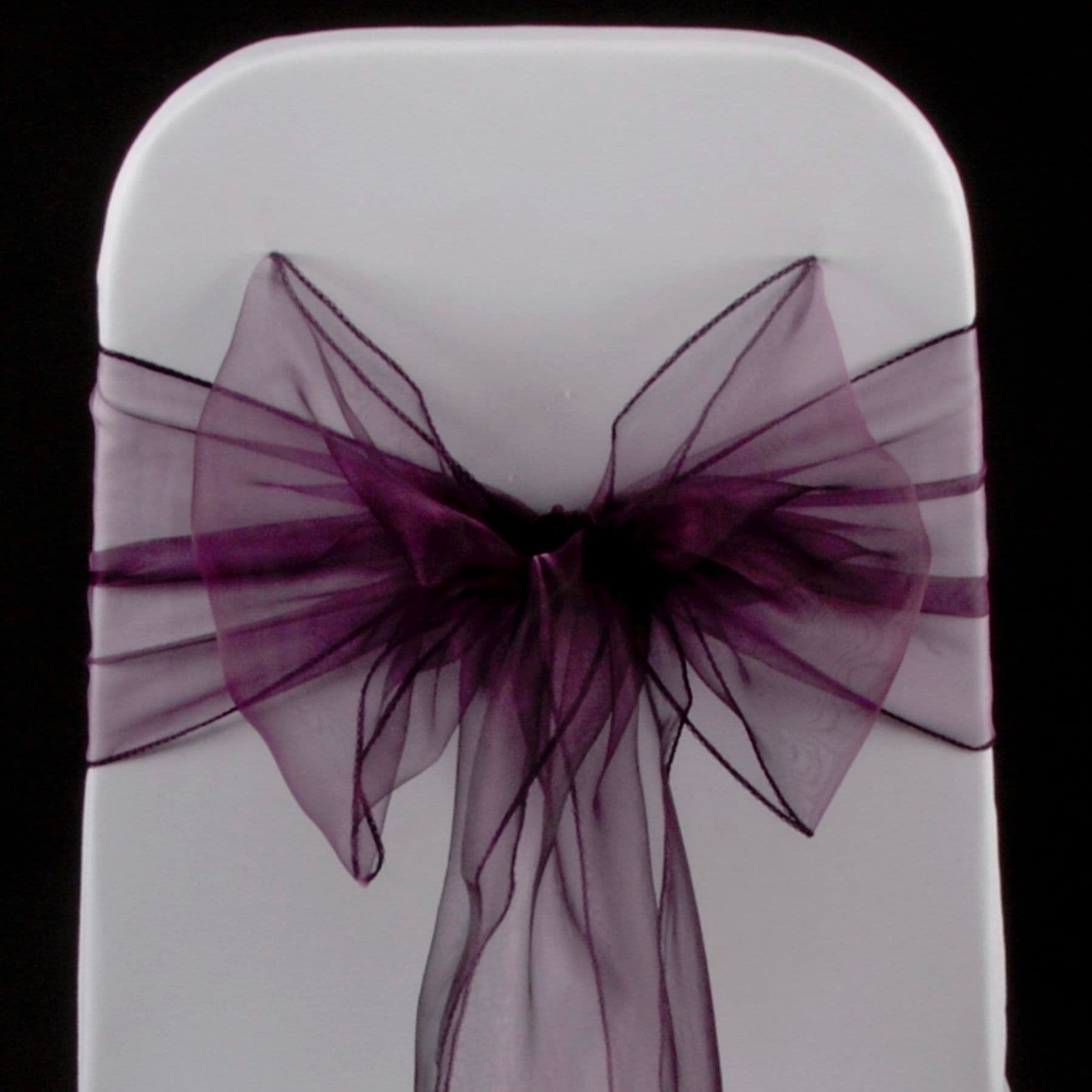 EGGPLANT - Chair Sashes Bows for Wedding Reception Event Banquets Chair Decoration, Dinning Chair Cover Sash Ribbon Tie Back Party Supplies