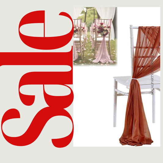 RUST - Chiffon Chair Sash Cover Aisle Decorations Draping Fabric for Party Ceremony Reception Floral Arrangement Banquet Outdoor Decor