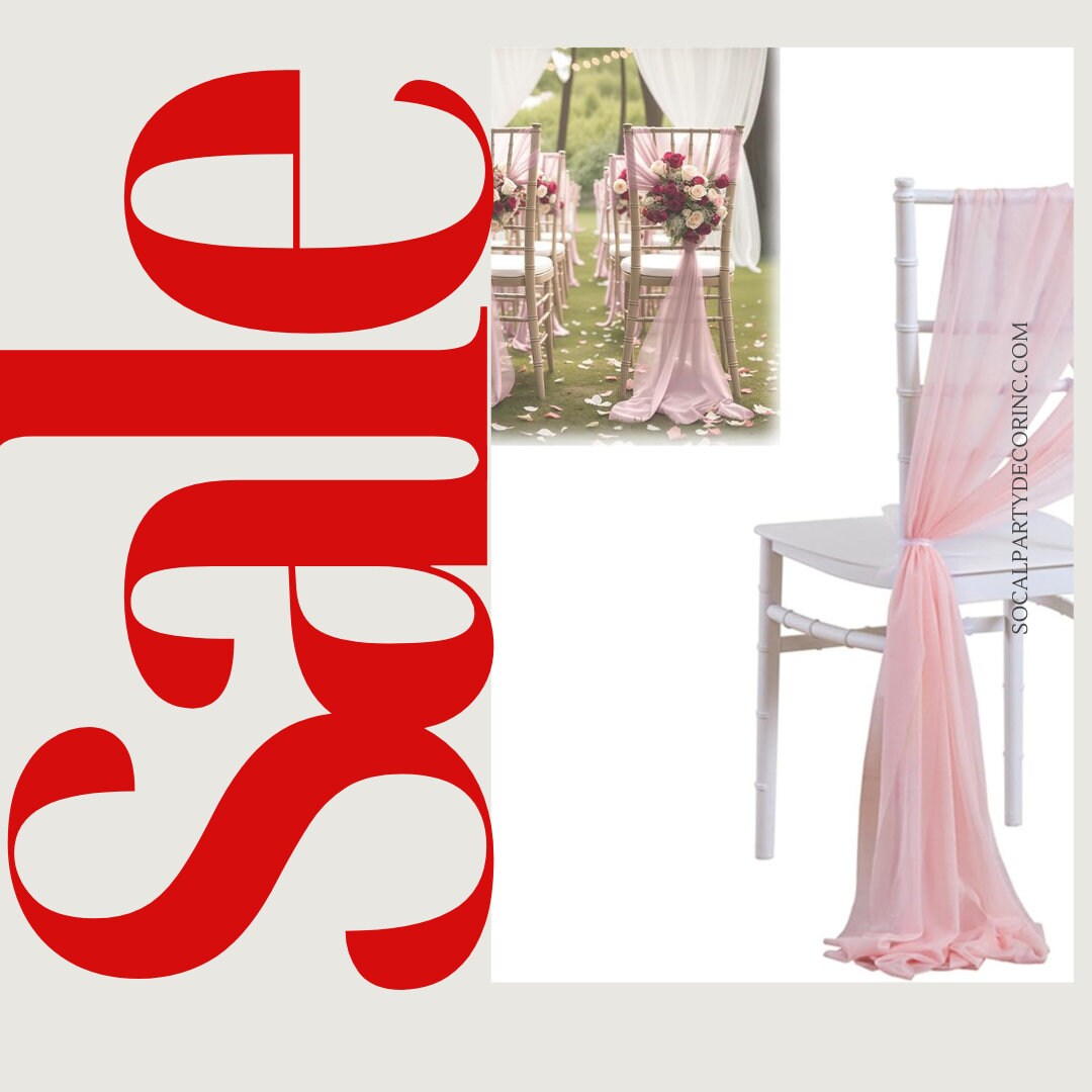 BLUSHPINK- Chiffon Chair Sash Cover Aisle Decorations Draping Fabric for Party Ceremony Reception Floral Arrangement Banquet Outdoor Decor