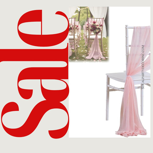 BLUSHPINK- Chiffon Chair Sash Cover Aisle Decorations Draping Fabric for Party Ceremony Reception Floral Arrangement Banquet Outdoor Decor