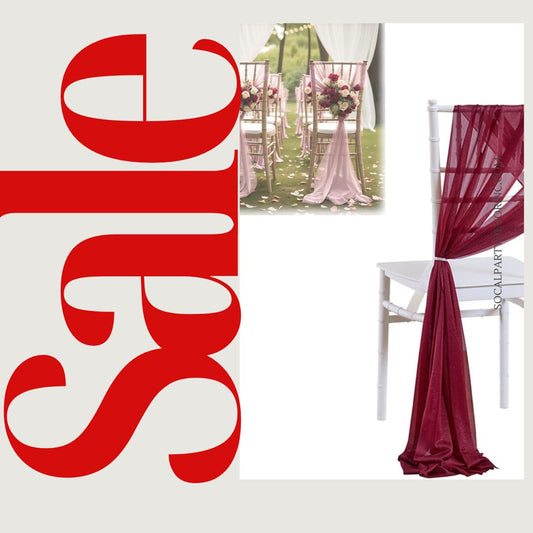 BURGUNDY - Chiffon Chair Sash Cover Aisle Decorations Draping Fabric for Party Ceremony Reception Floral Arrangement Banquet Outdoor Decor