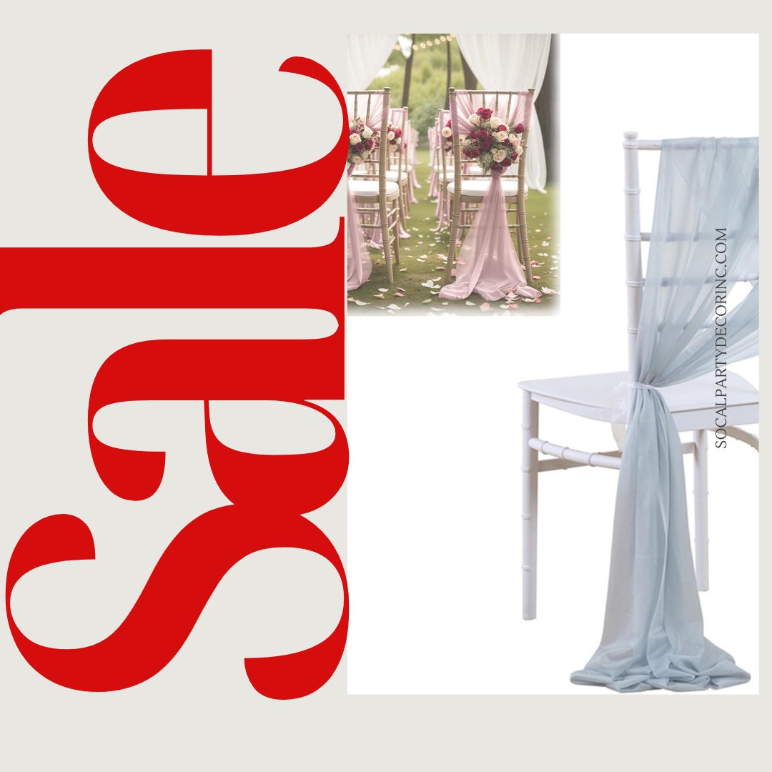 SILVER - Chiffon Chair Sash Cover Aisle Decorations Draping Fabric for Party Ceremony Reception Floral Arrangement Banquet Outdoor Decor