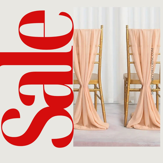 PEACH - Chiffon Chair Sash Cover Aisle Decorations Draping Fabric for Party Ceremony Reception Floral Arrangement Banquet Outdoor Decor