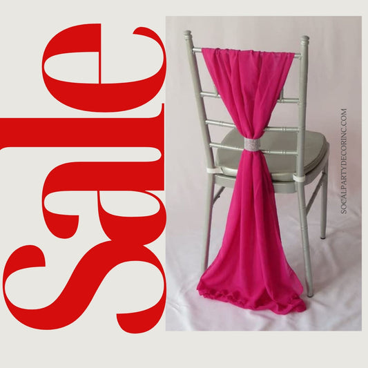 FUCHSIA - Chiffon Chair Sash Cover Aisle Decorations Draping Fabric for Party Ceremony Reception Floral Arrangement Banquet Outdoor Decor