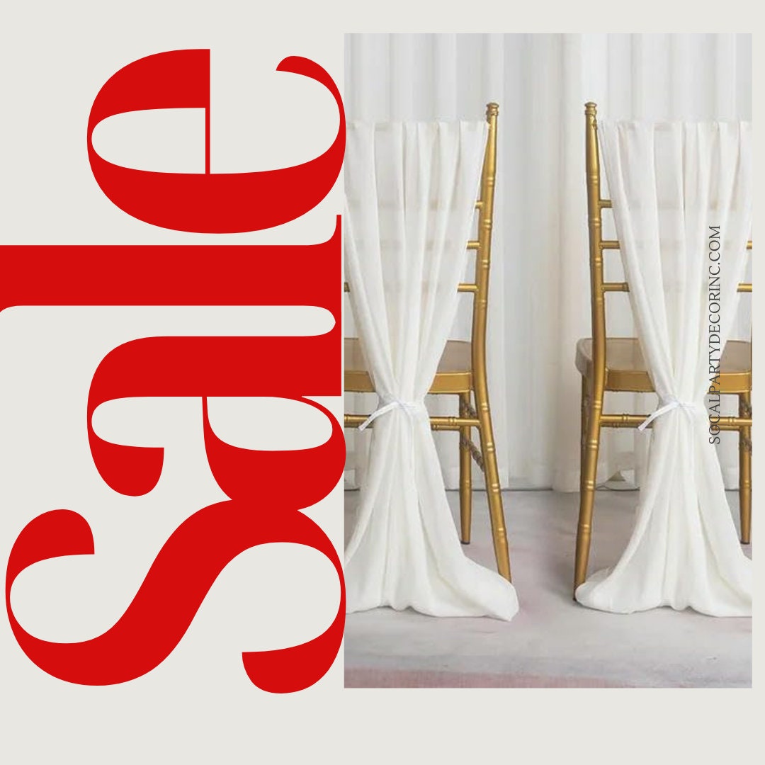 IVORY - Chiffon Chair Sash Cover Aisle Decorations Draping Fabric for Party Ceremony Reception Floral Arrangement Banquet Outdoor Decor