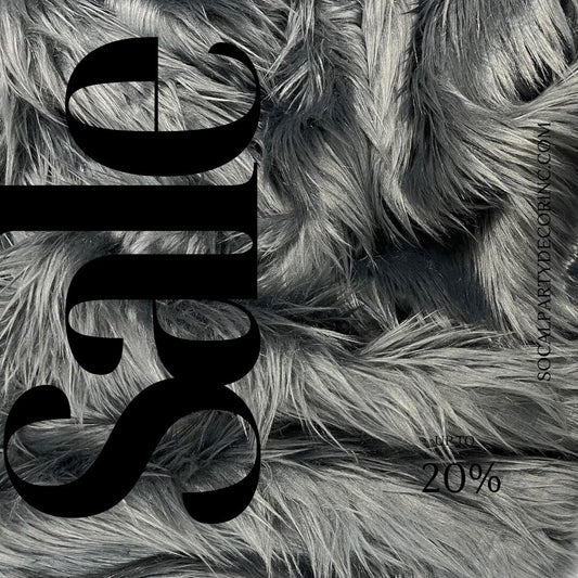 GRAY - Shaggy Long Pile Faux Fur Fabric By The Yard | Faux Fur | High Quality Ultra Soft Fur Fabric By Yard.